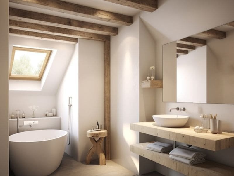 contemporary bathroom with LED mirror