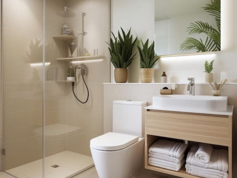 modern bathroom with floating vanity