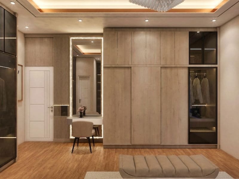 modern wardrobe designs with loft storage